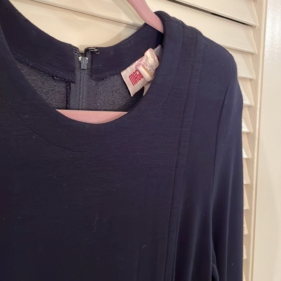 Vintage Maggy London Very Fitted Front Slit Navy Blue Classic Elegant Dress - Picture 4 of 9